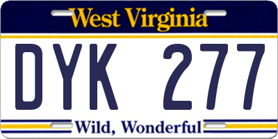 WV license plate DYK277