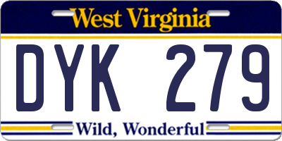 WV license plate DYK279