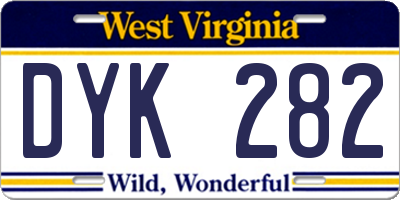 WV license plate DYK282
