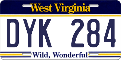 WV license plate DYK284