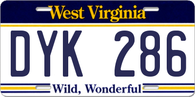 WV license plate DYK286
