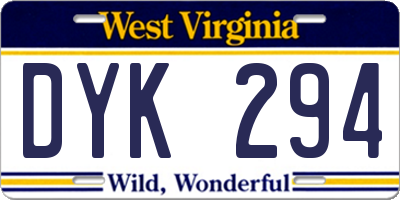 WV license plate DYK294