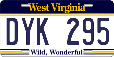 WV license plate DYK295