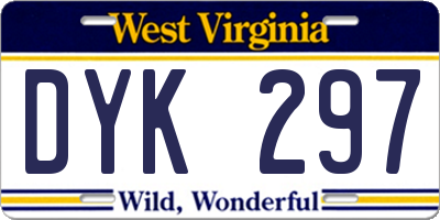 WV license plate DYK297