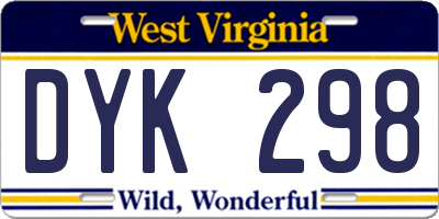 WV license plate DYK298