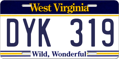 WV license plate DYK319