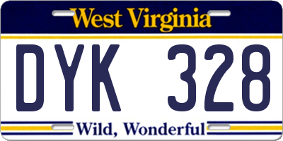 WV license plate DYK328
