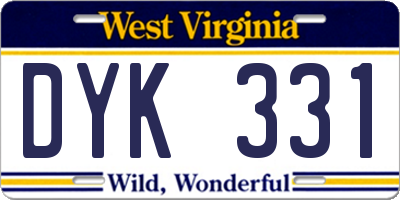 WV license plate DYK331