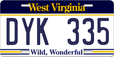 WV license plate DYK335