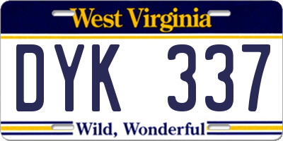 WV license plate DYK337