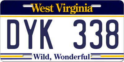 WV license plate DYK338