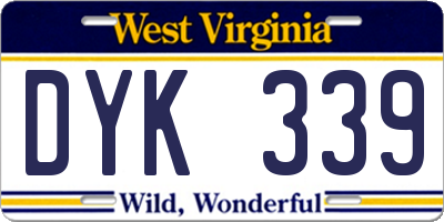 WV license plate DYK339