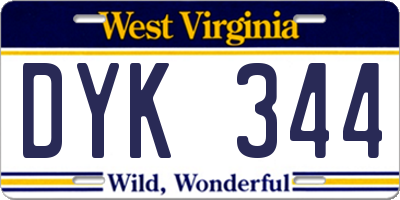 WV license plate DYK344