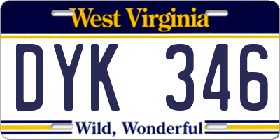 WV license plate DYK346