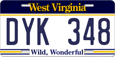 WV license plate DYK348