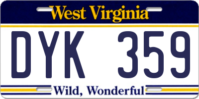 WV license plate DYK359