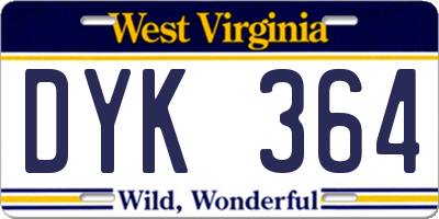 WV license plate DYK364