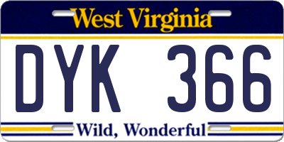 WV license plate DYK366