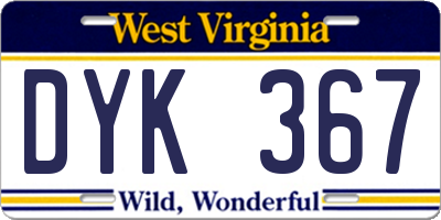 WV license plate DYK367