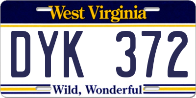 WV license plate DYK372