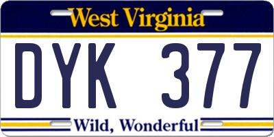 WV license plate DYK377