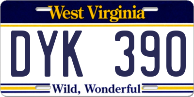 WV license plate DYK390