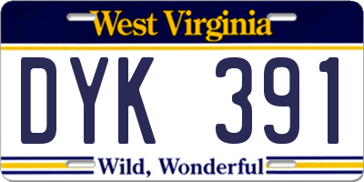 WV license plate DYK391