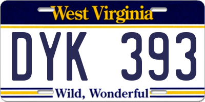 WV license plate DYK393