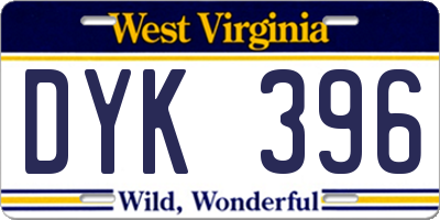 WV license plate DYK396
