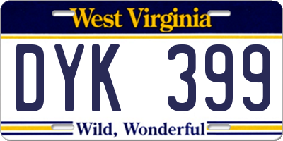WV license plate DYK399