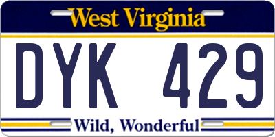 WV license plate DYK429