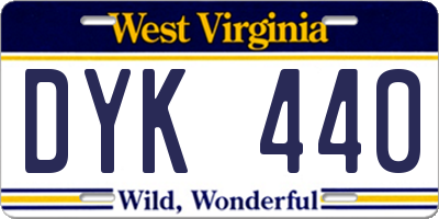 WV license plate DYK440
