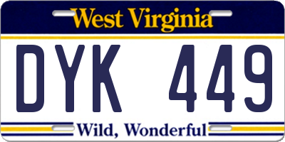 WV license plate DYK449