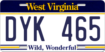 WV license plate DYK465