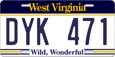 WV license plate DYK471