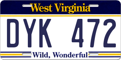 WV license plate DYK472