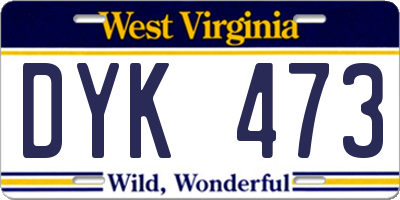 WV license plate DYK473