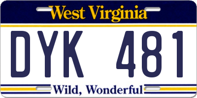 WV license plate DYK481