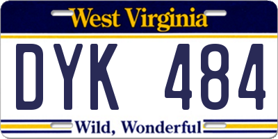 WV license plate DYK484