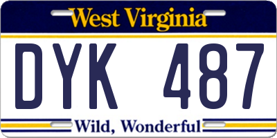 WV license plate DYK487