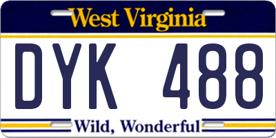 WV license plate DYK488