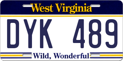 WV license plate DYK489