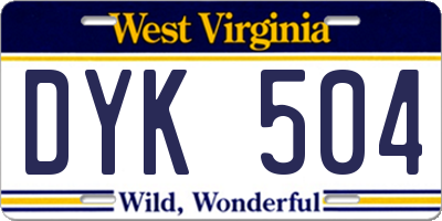 WV license plate DYK504
