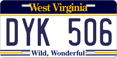 WV license plate DYK506