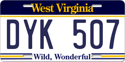 WV license plate DYK507