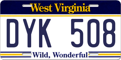 WV license plate DYK508