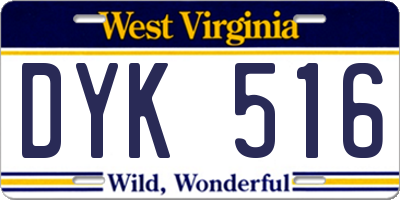 WV license plate DYK516