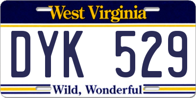 WV license plate DYK529