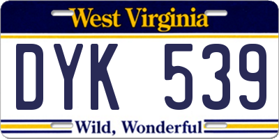 WV license plate DYK539