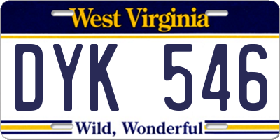 WV license plate DYK546